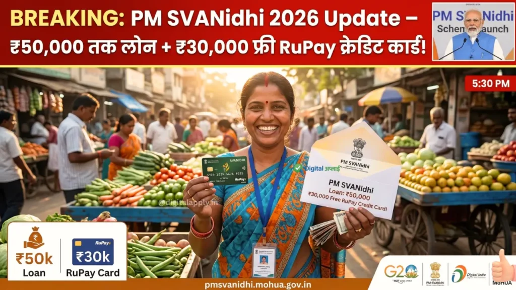 PM SVANidhi Yojana 2026 Update – ₹50,000 Loan + ₹30,000 Free RuPay Credit Card