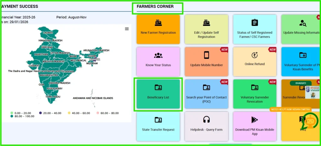 PM Kisan 22th installment Beneficiary List check