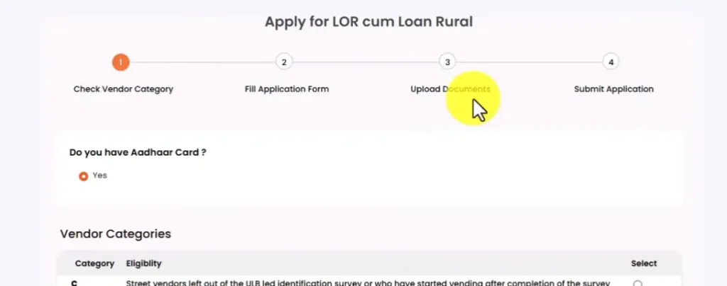 pradhan mantri svanidhi online form documents upload