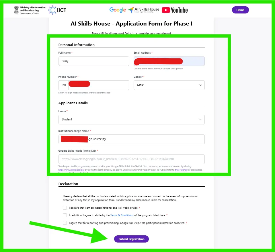 enroll AI Skills House Application Form 2026 for Phase 1