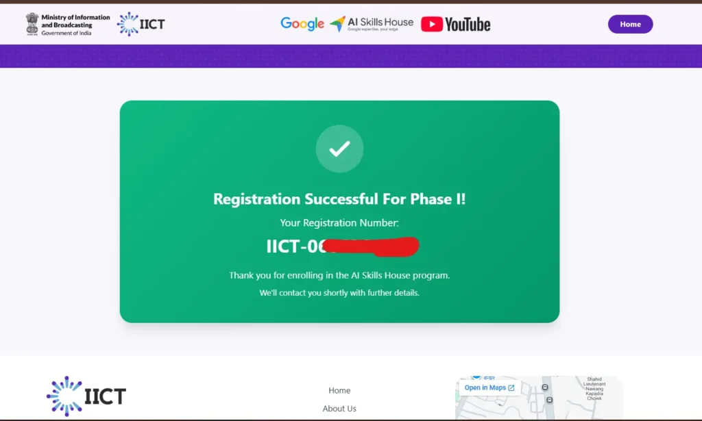 iict free ai scholarship regestration succesful
