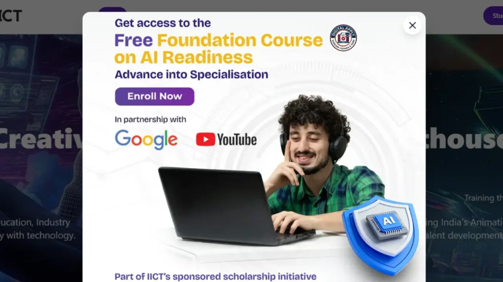 iict official website Free AI Scholarship 2026 certificate tranning