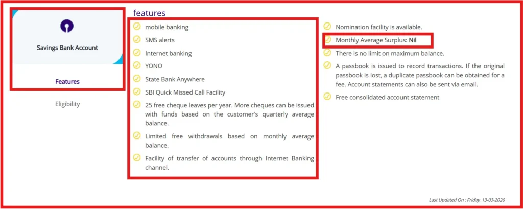 sbi saving account benfits