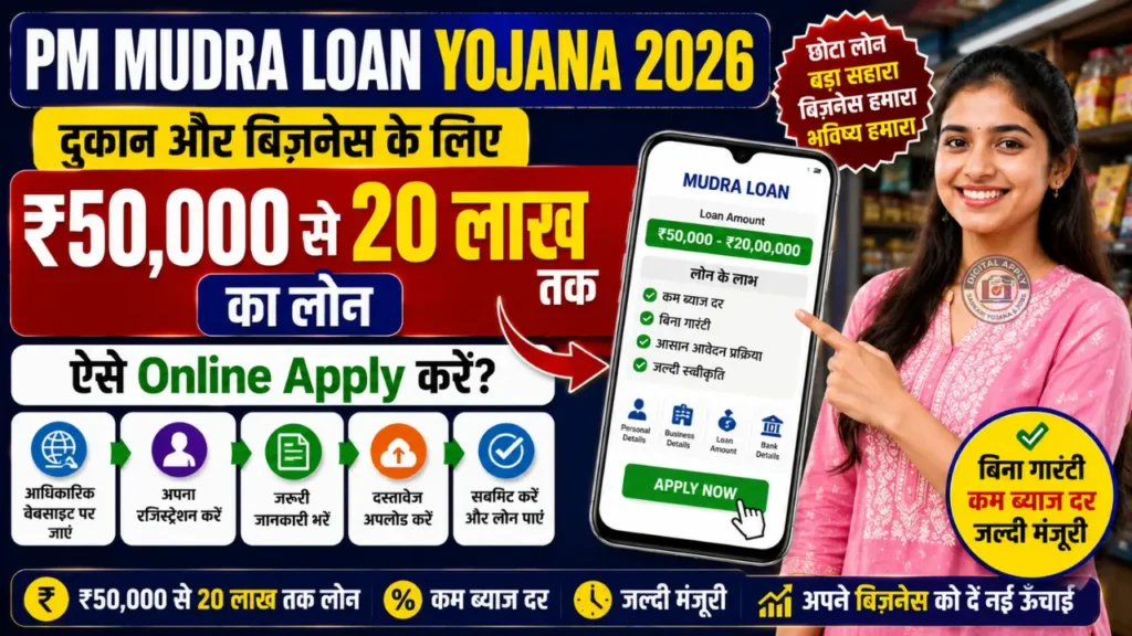PM Mudra Loan Yojana 2026 eligibility check, online apply step by step
