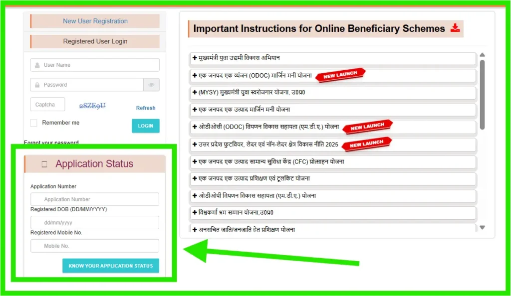 how to check online yuva udyami yojana application status