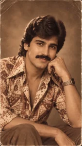 1980s Vintage Sepia Portrait with Retro Style