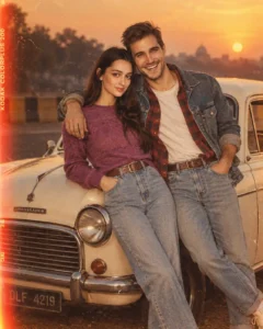 Retro Sunset Couple by Vintage Ambassador