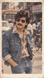 1980s chatgpt men Retro Delhi Street Portrait prompt