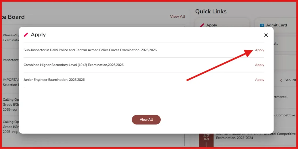 ssc cpo vacancy registration 2026